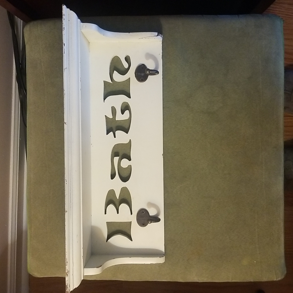 "Bath" Bathroom Shelf / hook combo